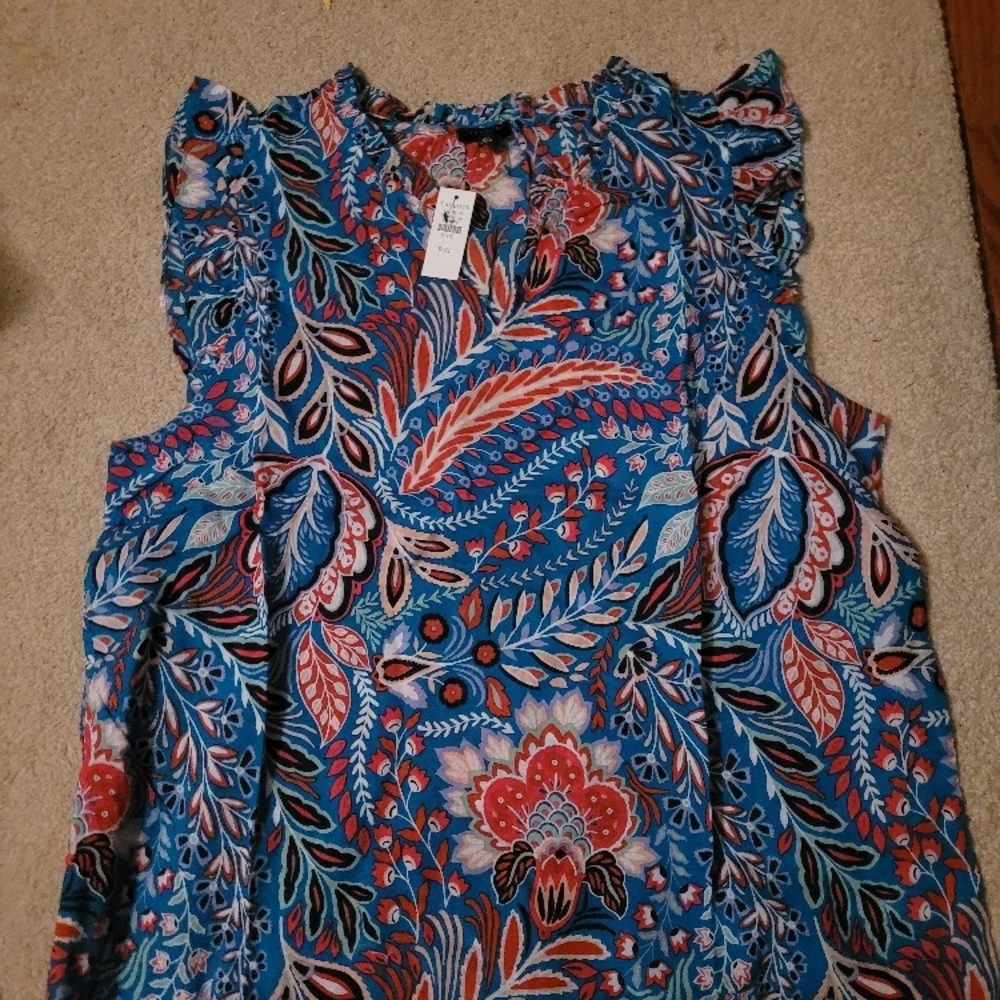 TALBOTS Blue Floral Sleeveless Top
